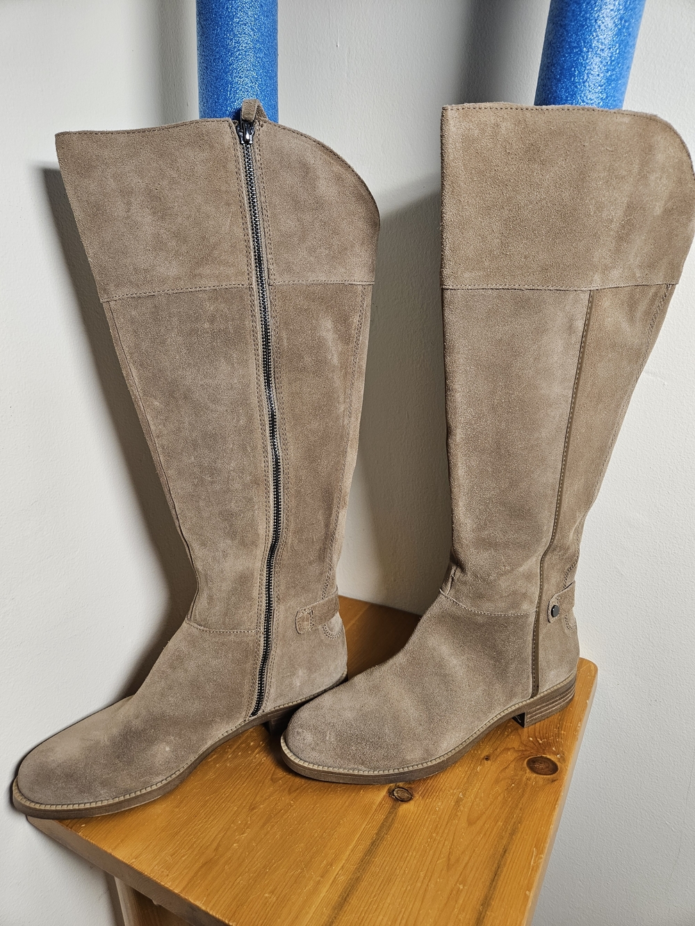 Women's Taupe Suede Knee-High Boots - Classic Everyday Style
